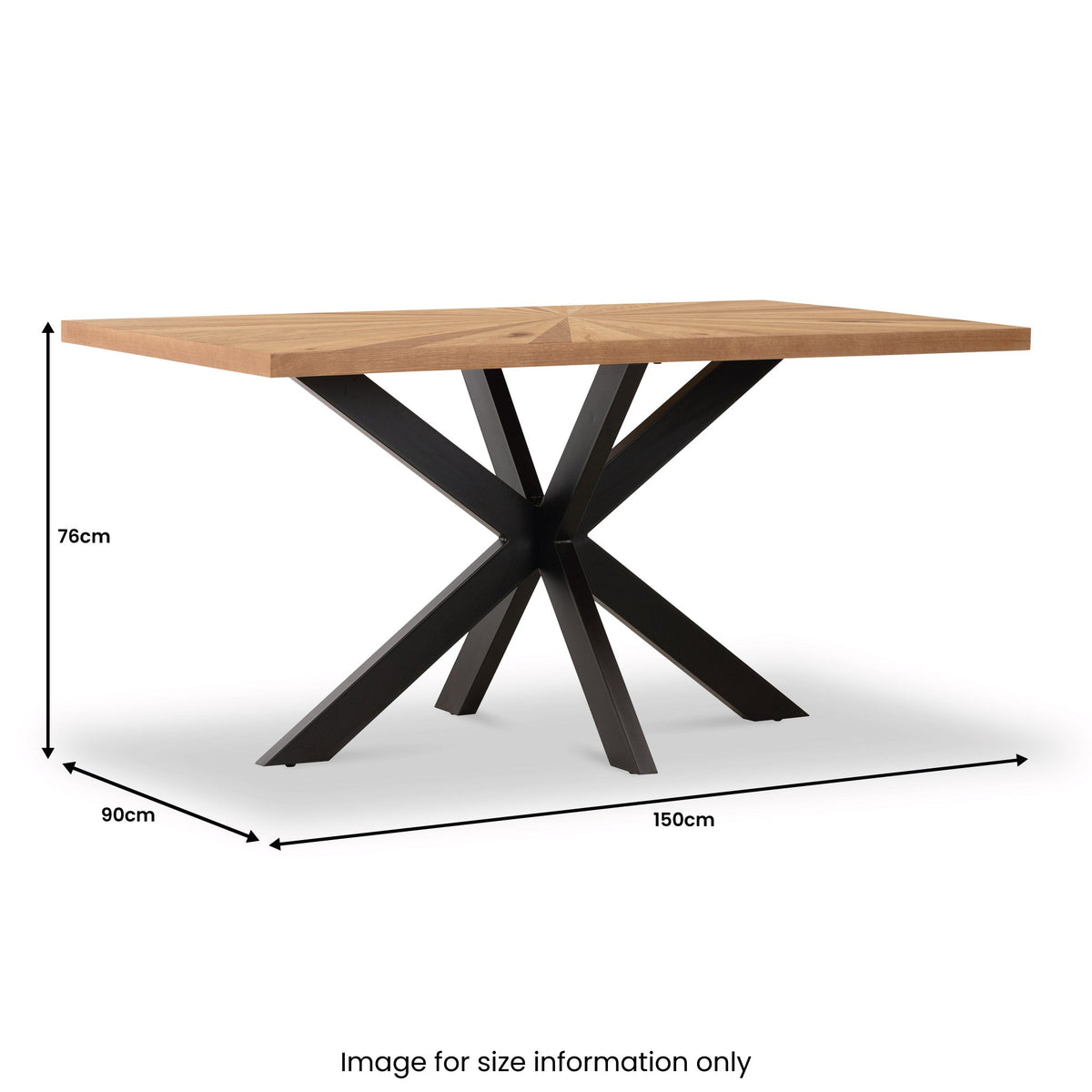 Sunburst Oak 150cm Rectangular Dining Table