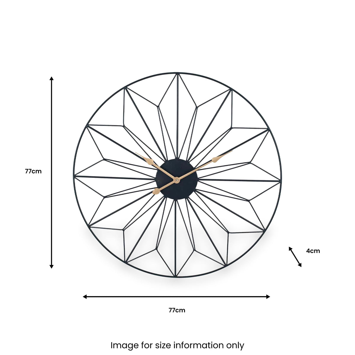 Black and Gold Metal Geo Design Round Wall Clock