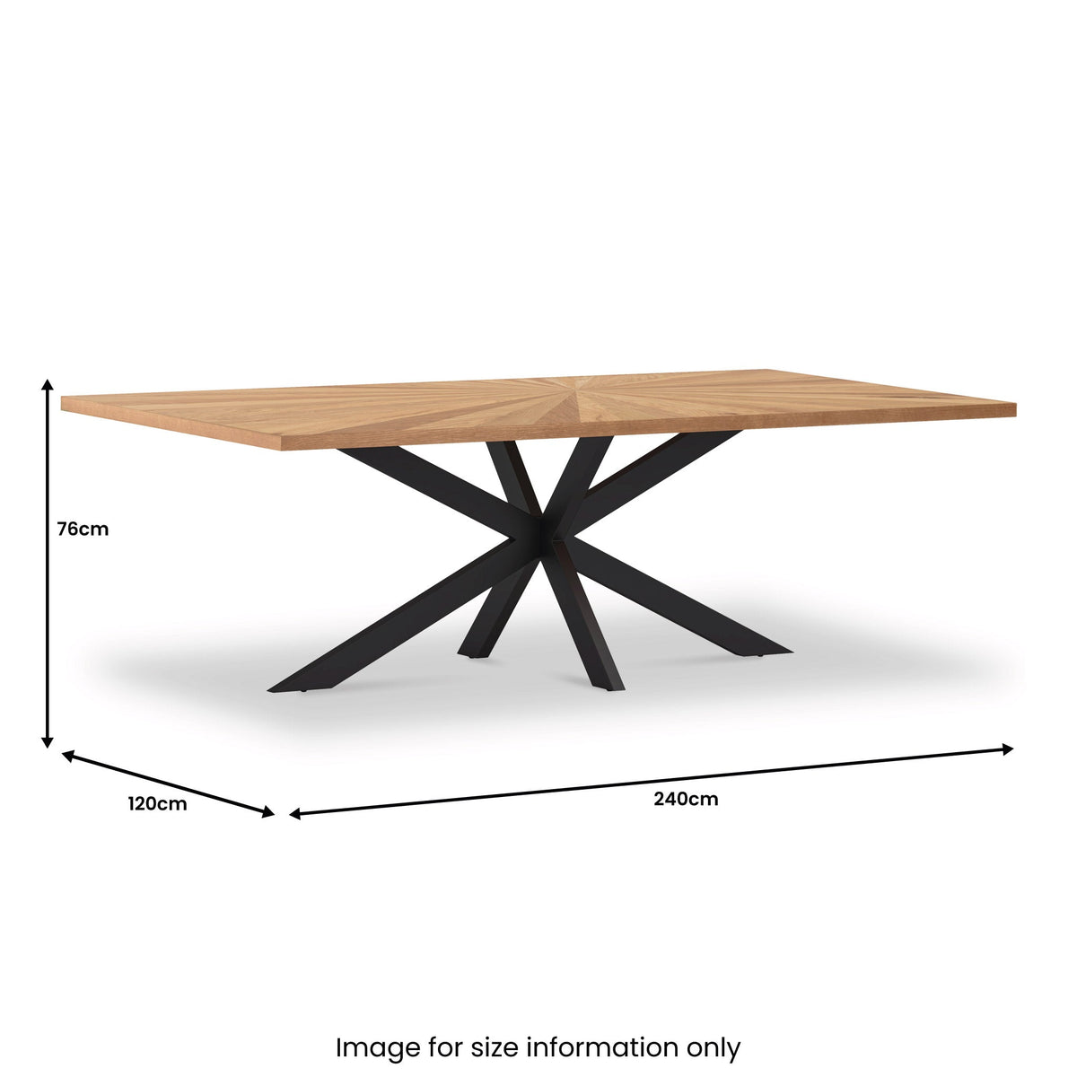 Sunburst Oak 240cm Rectangular Dining Table