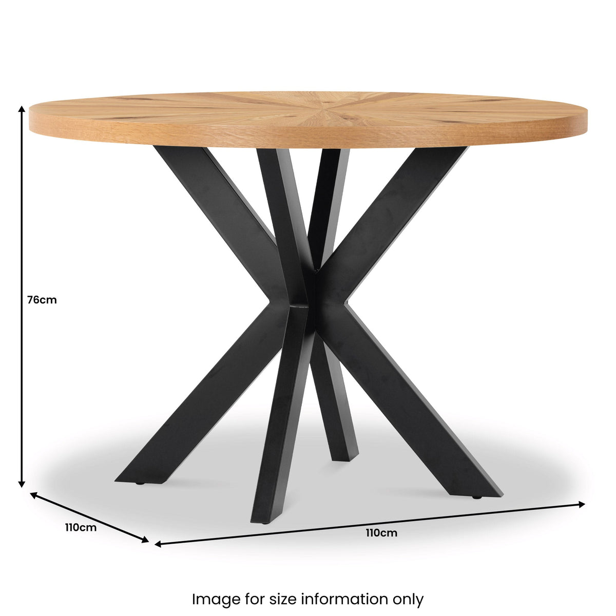 Sunburst Oak Round Dining Table