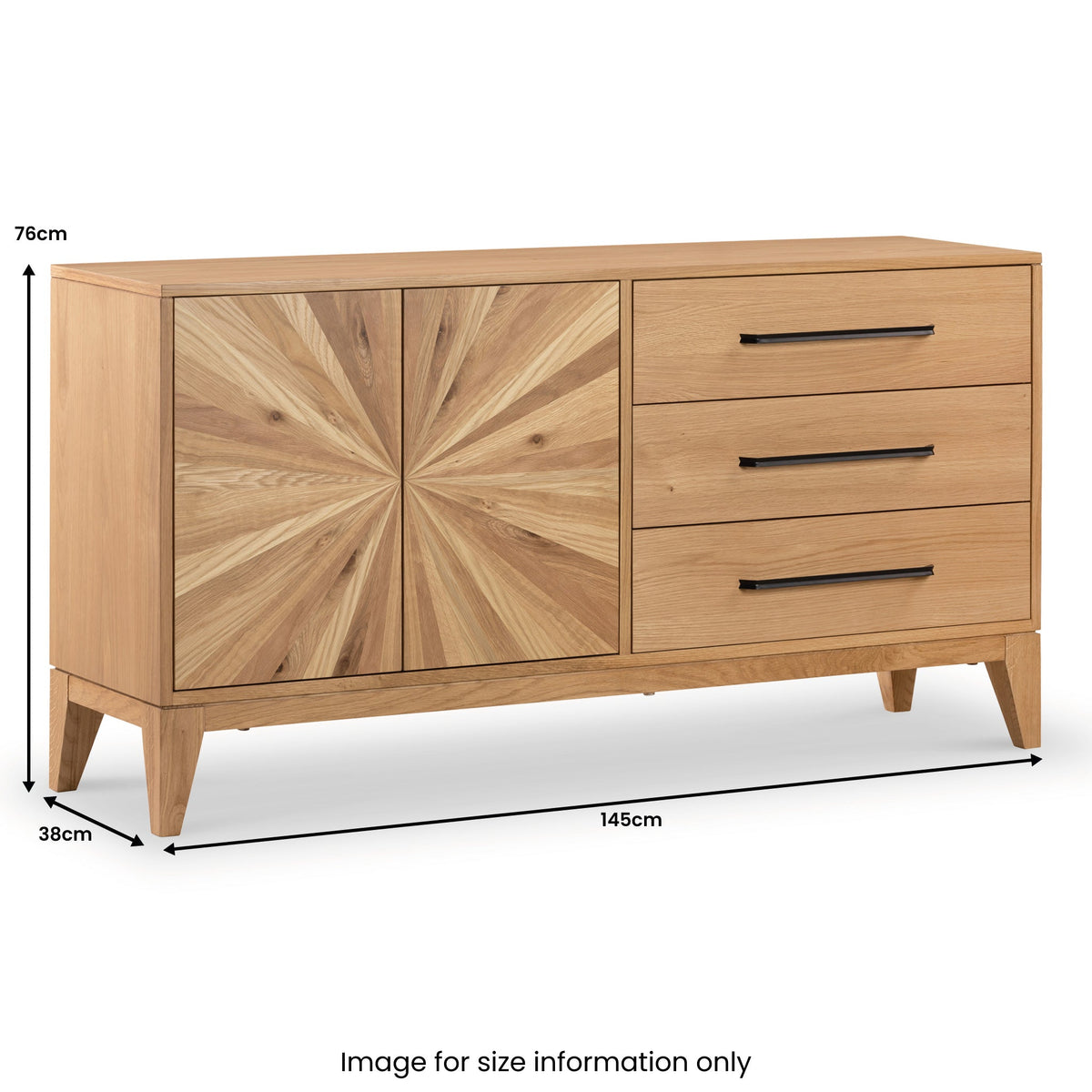 Sunburst Oak Large 2 Door 3 Drawer Sideboard