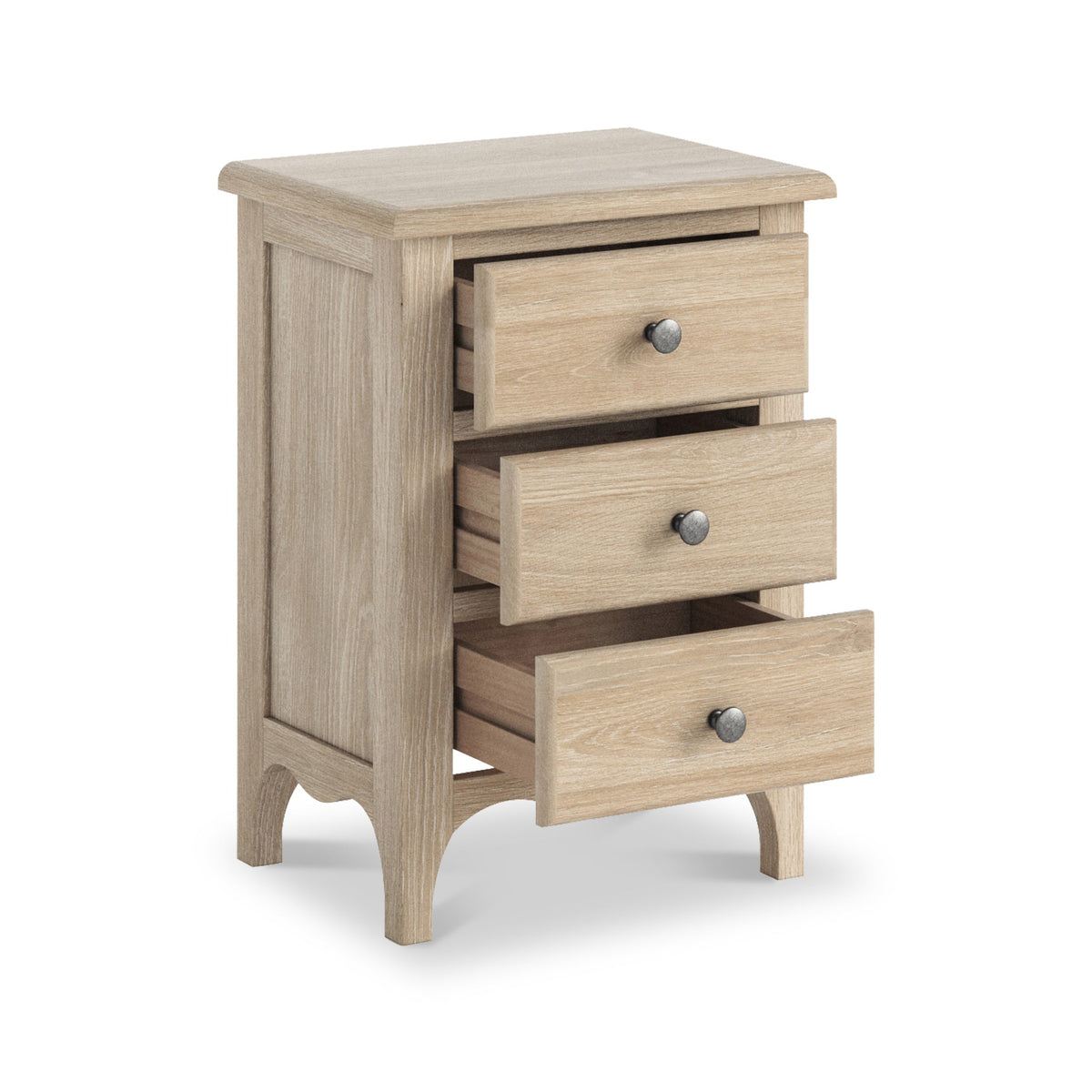 Celine Washed Oak 3 Drawer Bedside Table
