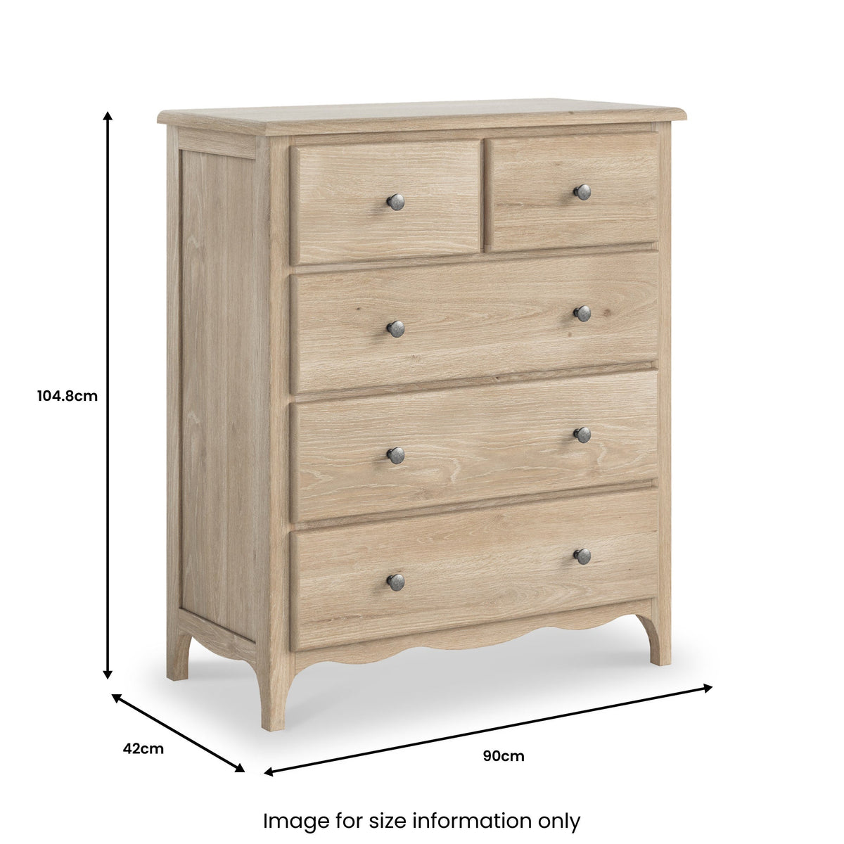 Celine Washed Oak 2 Over 3 Drawer Chest
