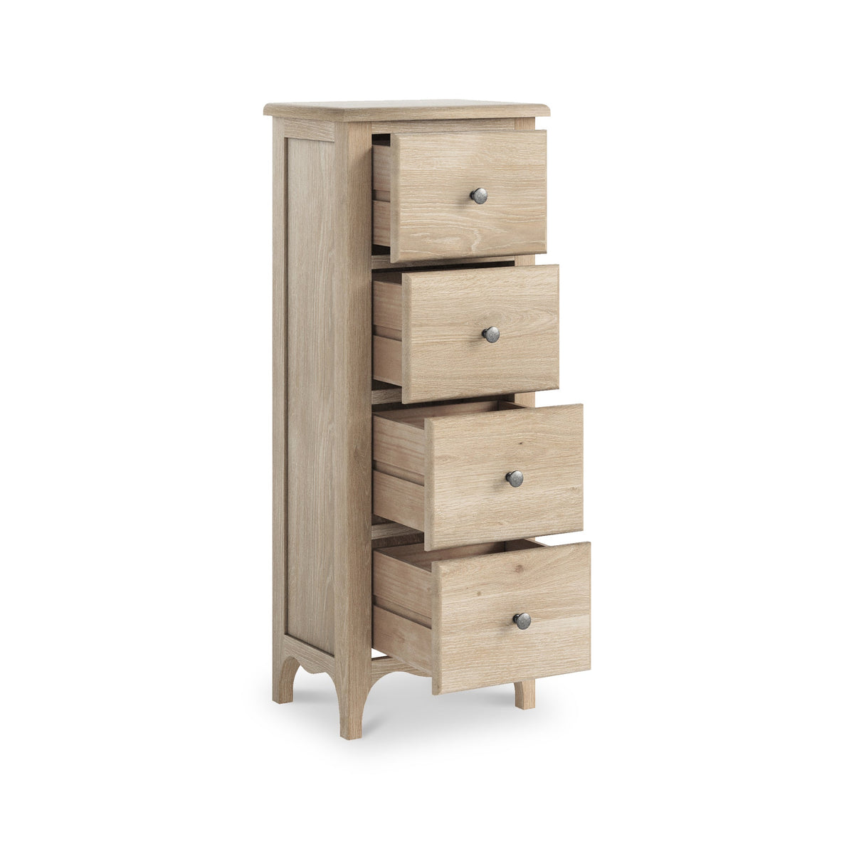 Celine Washed Oak 4 Drawer Tallboy Chest