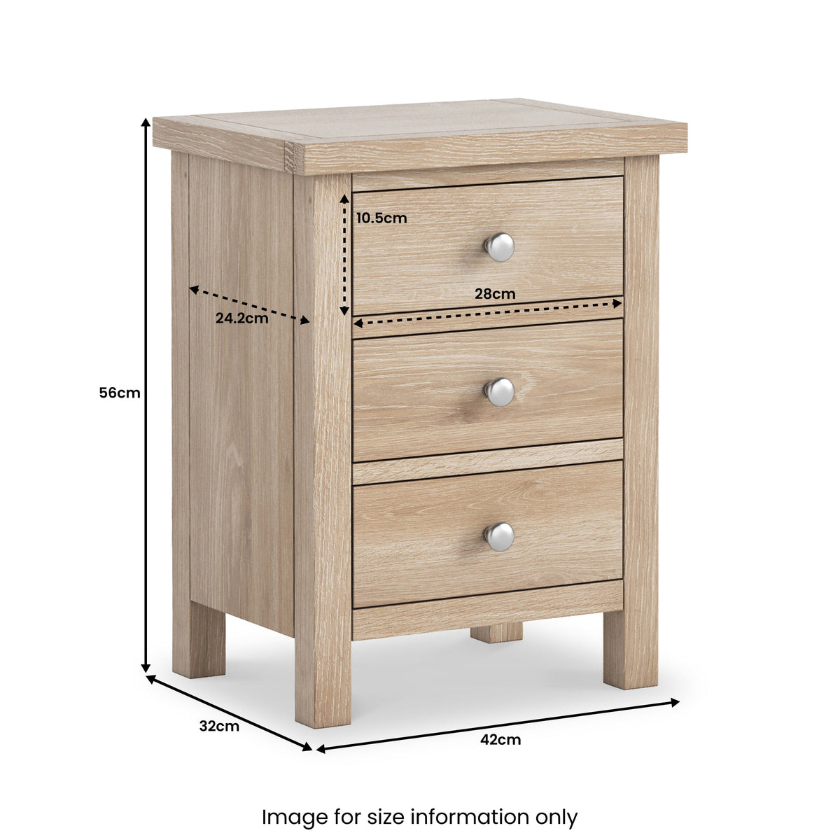 Farro Washed Oak Bedside Table