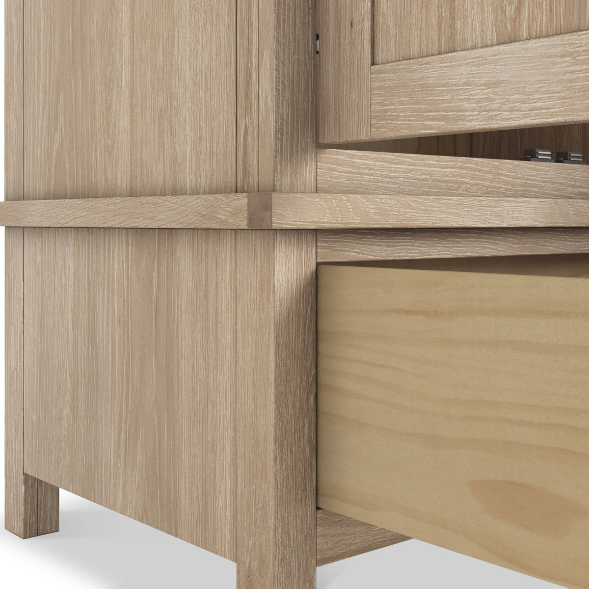 Farro Washed Oak Double Wardrobe with Drawers