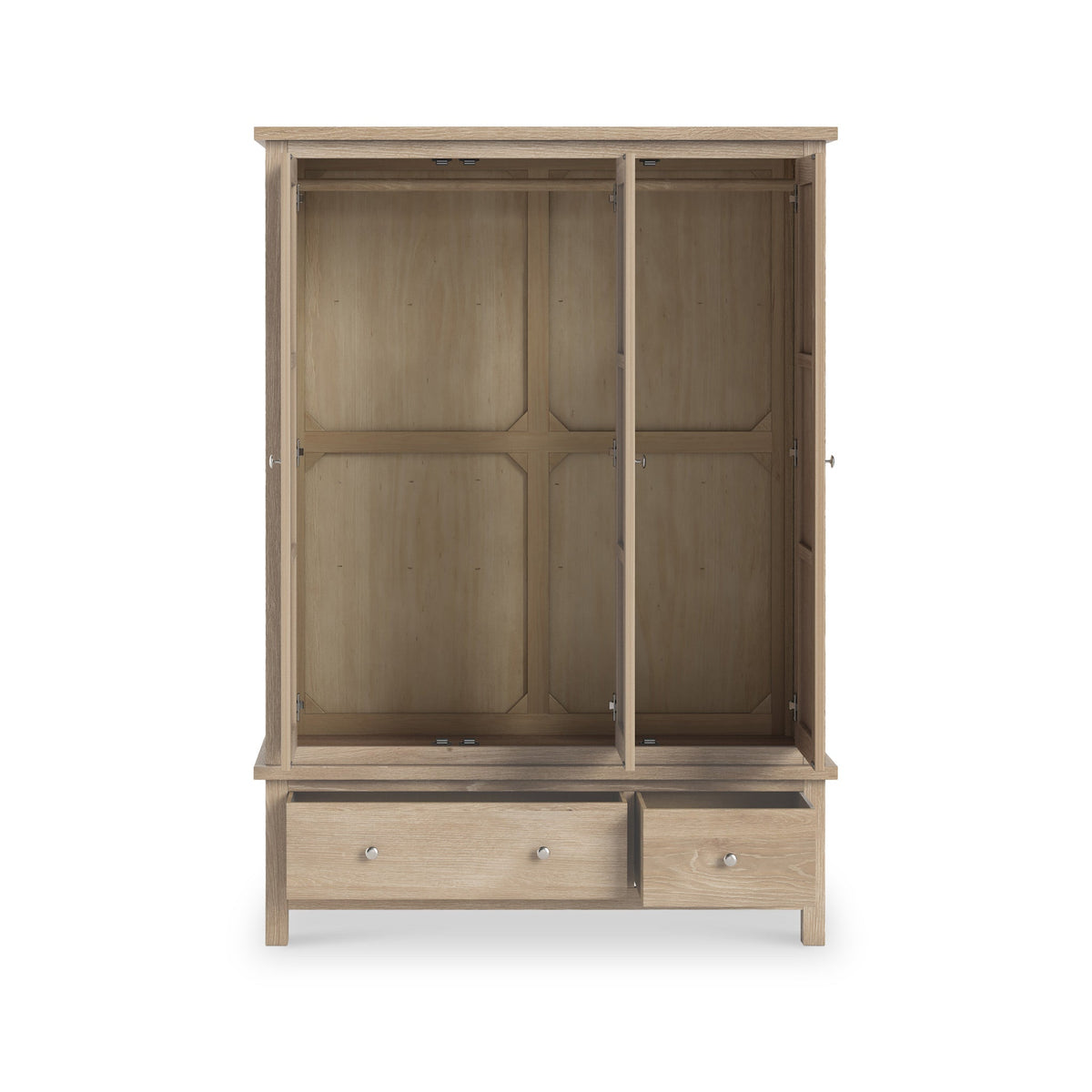 Farro Washed Oak Triple Wardrobe with Drawers