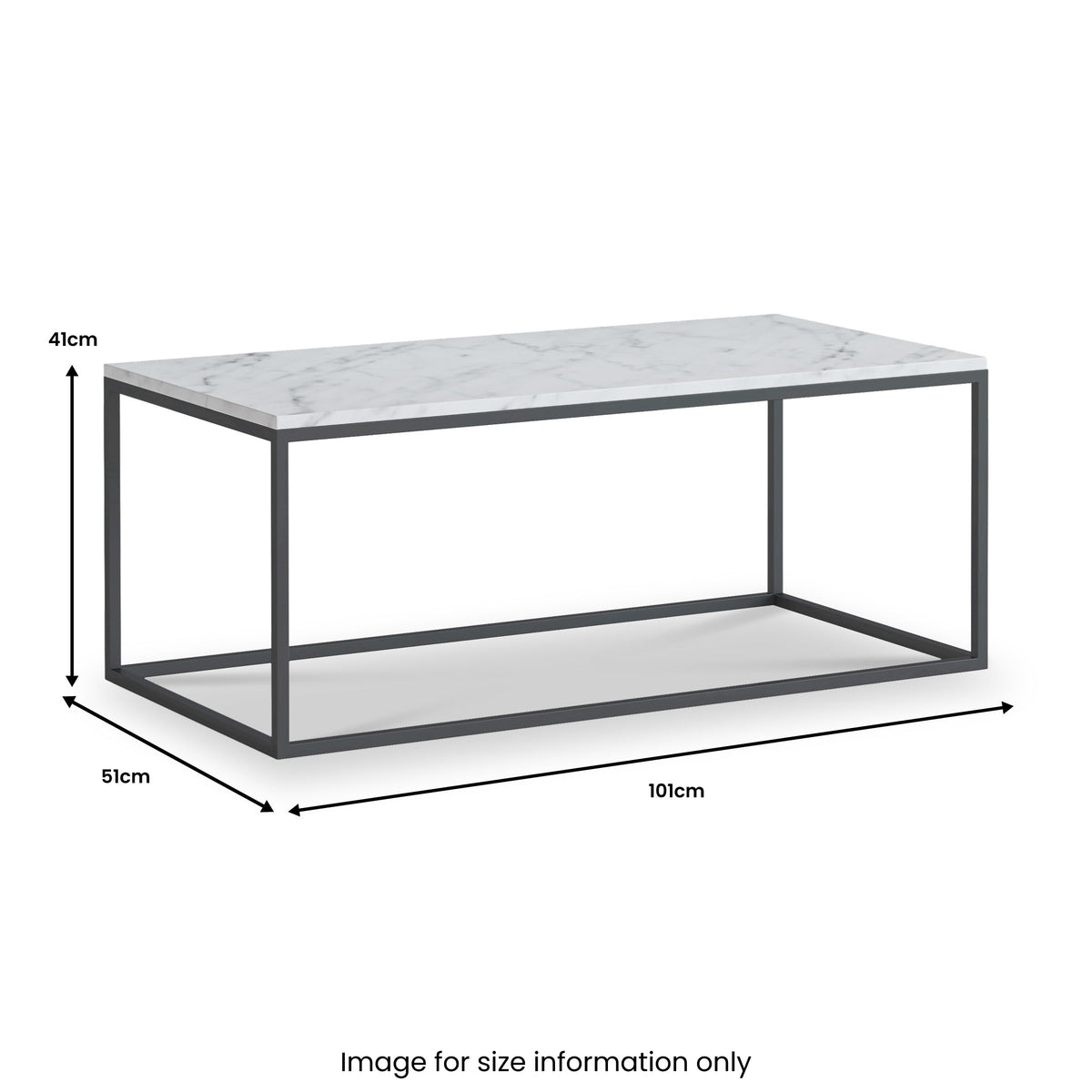 Pimlico Marble Rectangular Coffee Table with Grey Frame