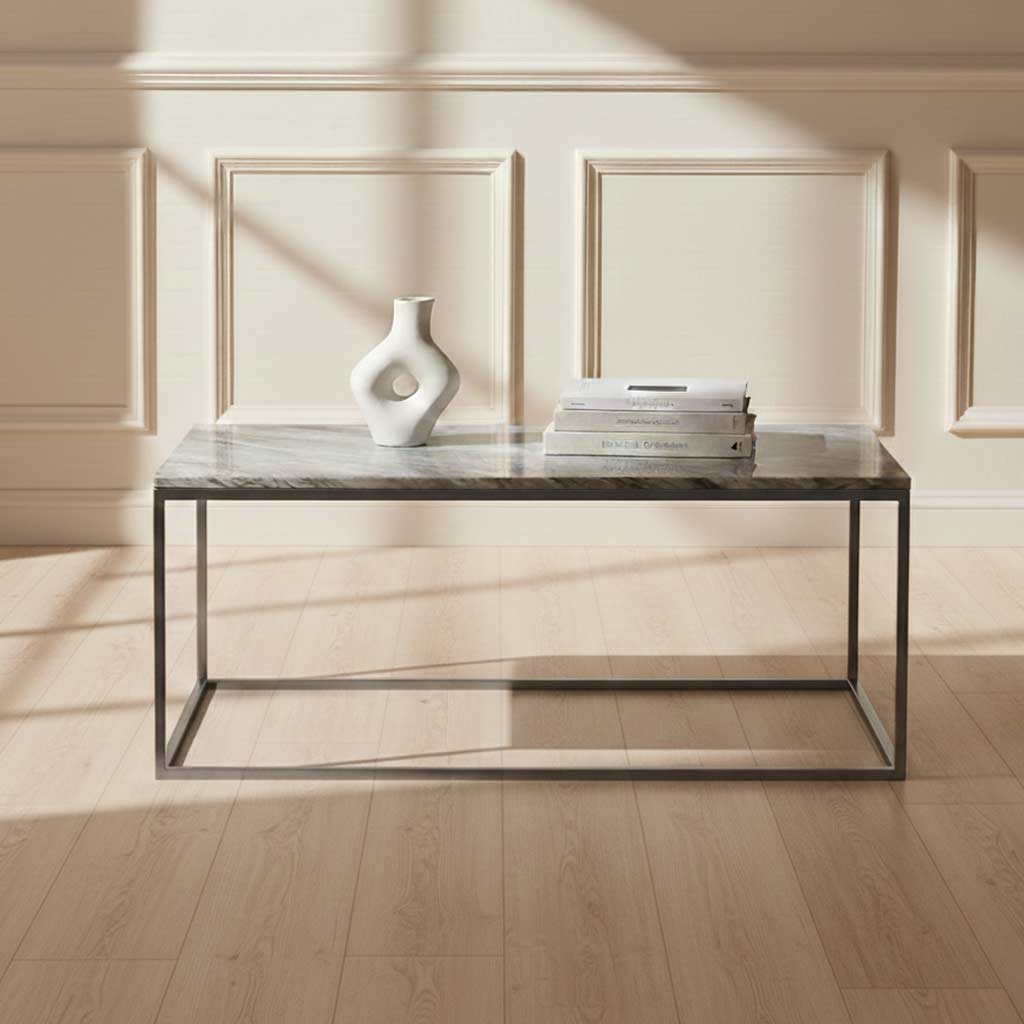 Pimlico Marble Rectangular Coffee Table with Grey Frame