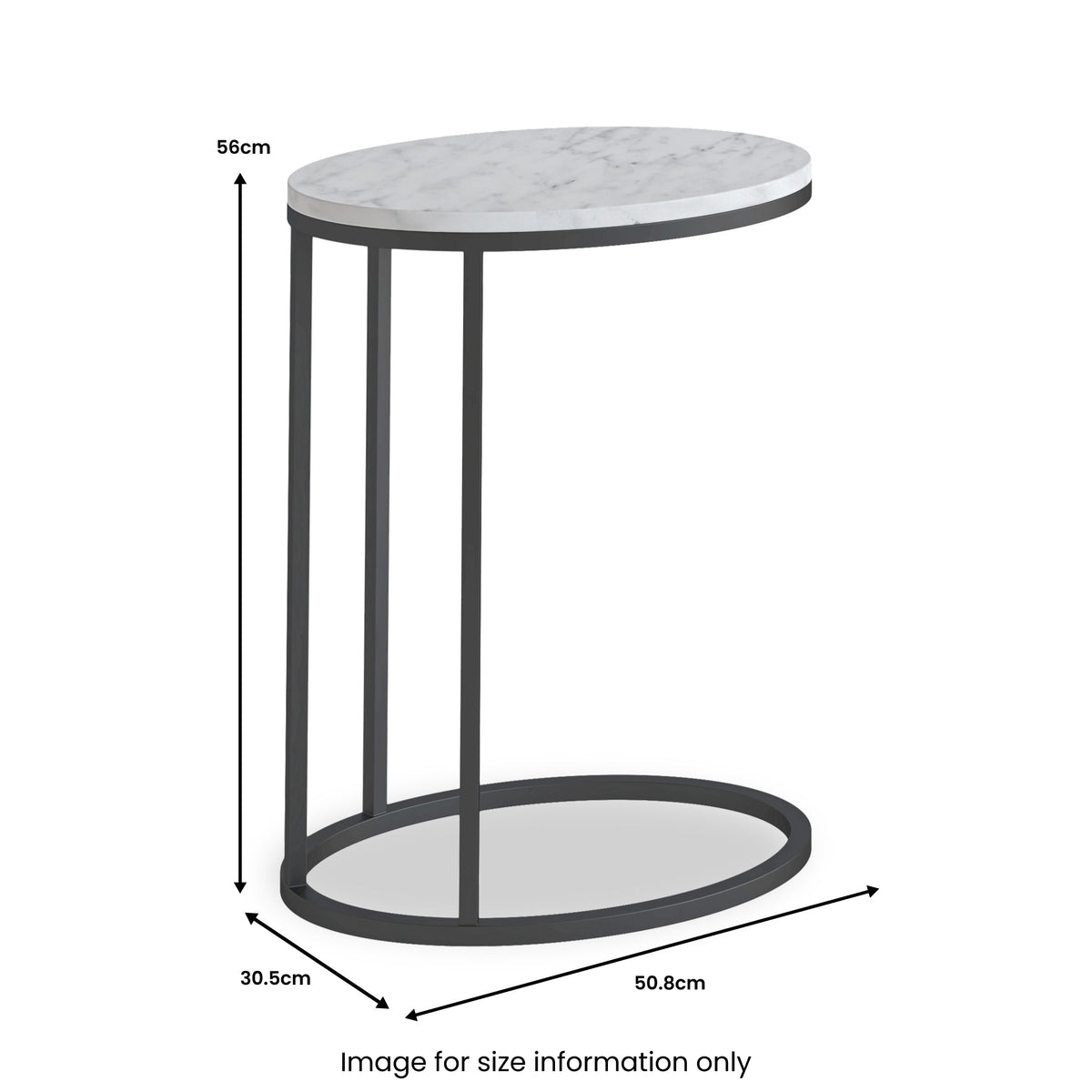 Pimlico Marble Oval C Side Table with Grey Frame