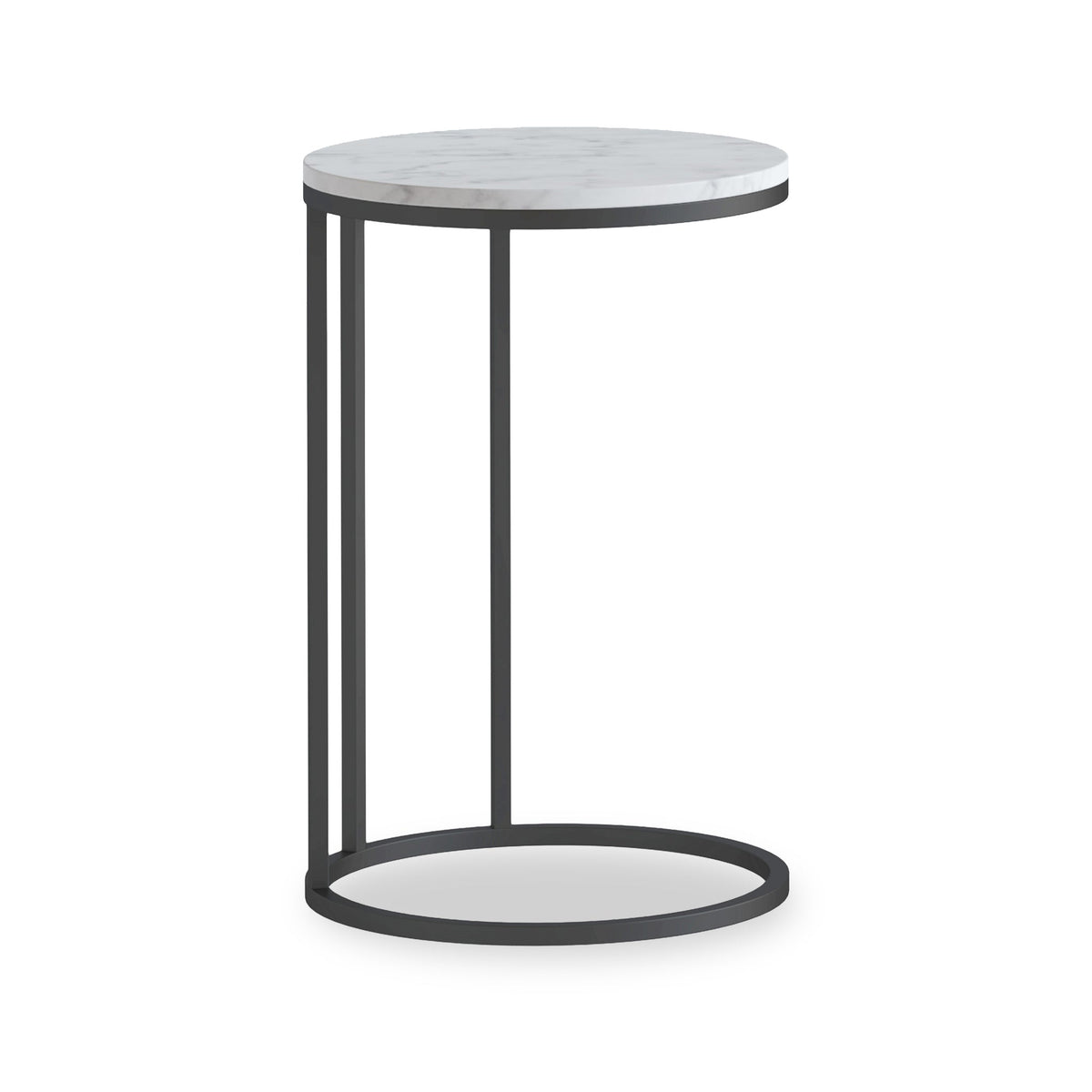 Pimlico Marble Round C Side Table with Grey Frame
