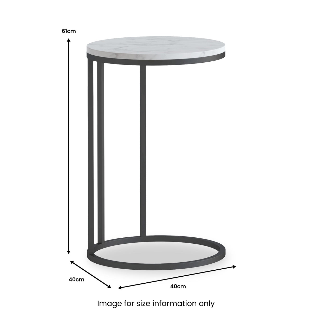 Pimlico Marble Round C Side Table with Grey Frame
