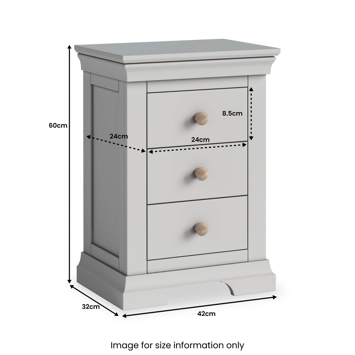 Colette 3 Drawer Bedside Table