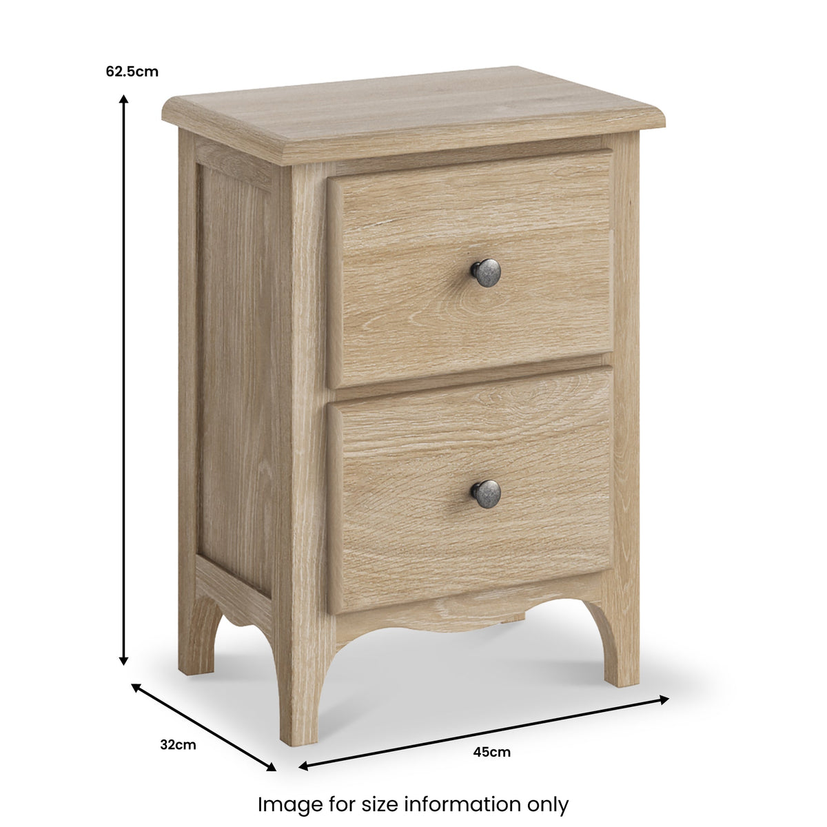 Celine Washed Oak 2 Drawer Bedside Table