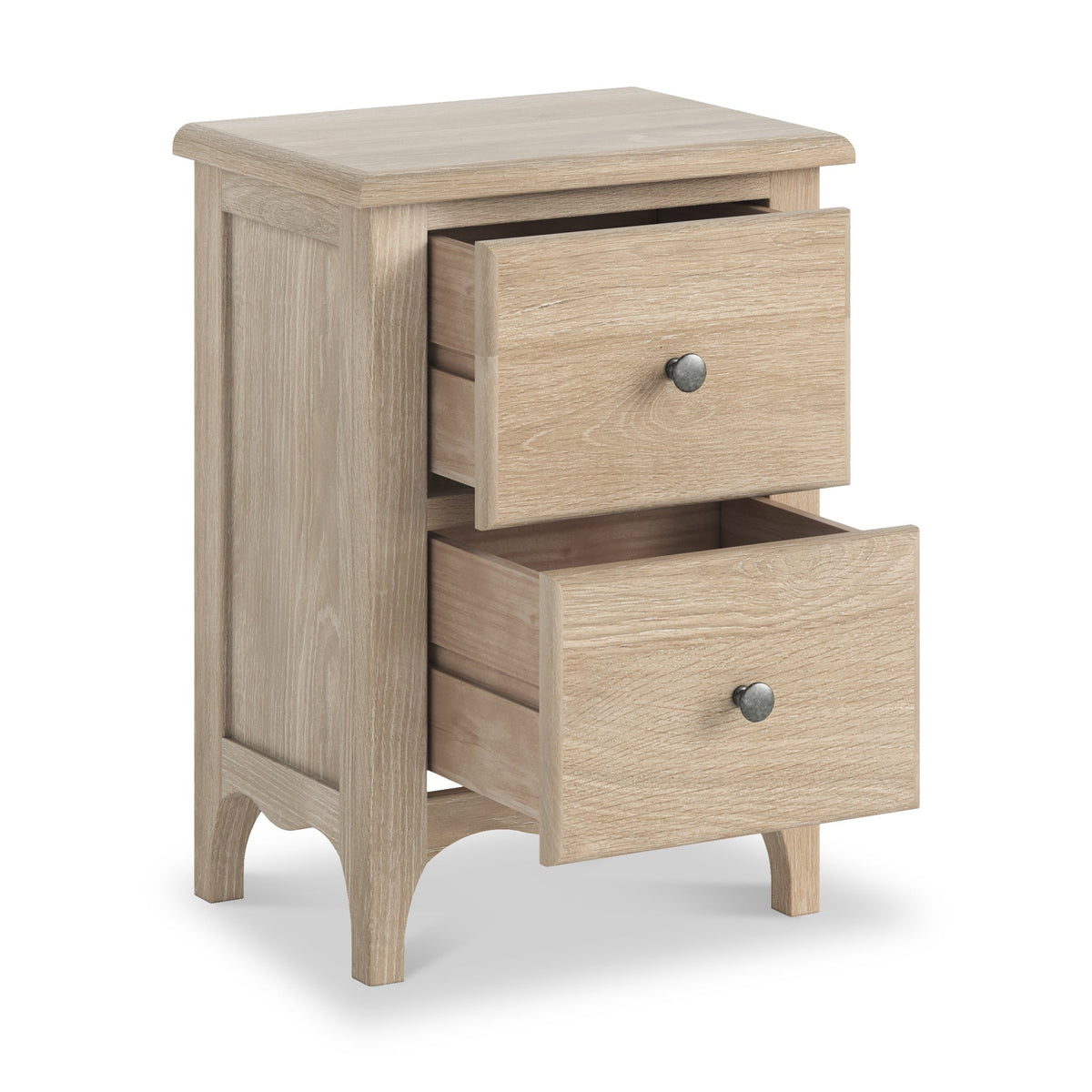 Celine Washed Oak 2 Drawer Bedside Table