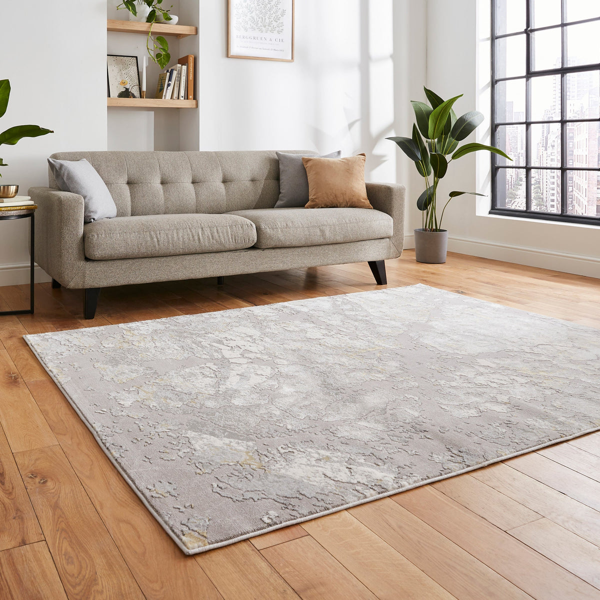 Aldrin Grey Marble Effect Rug