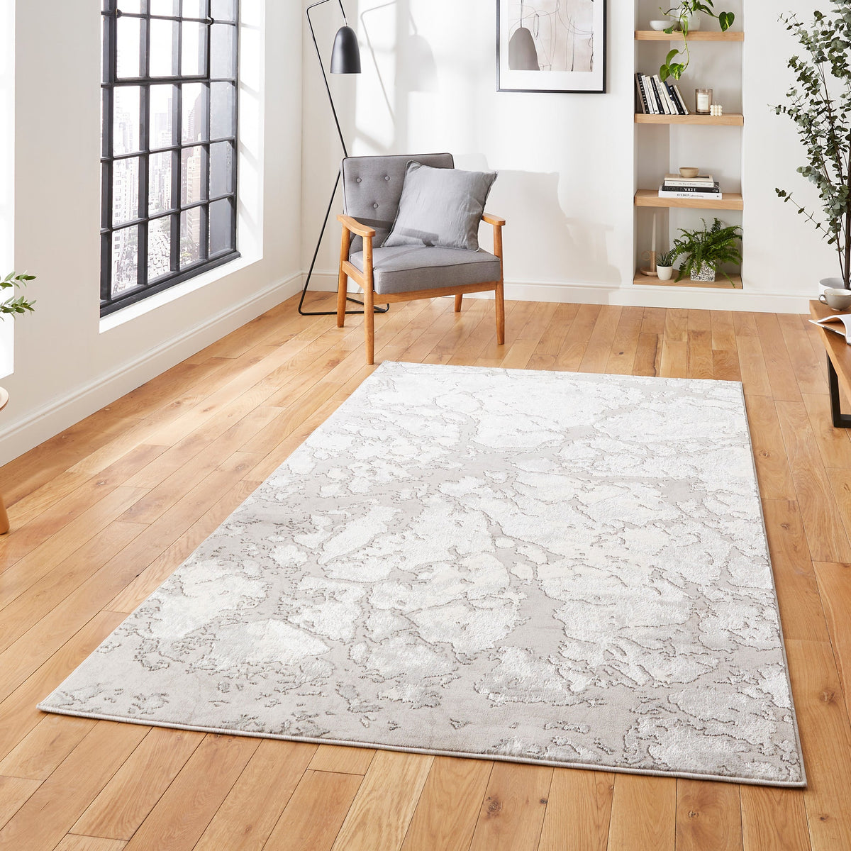 Aldrin Grey Marble Effect Rug