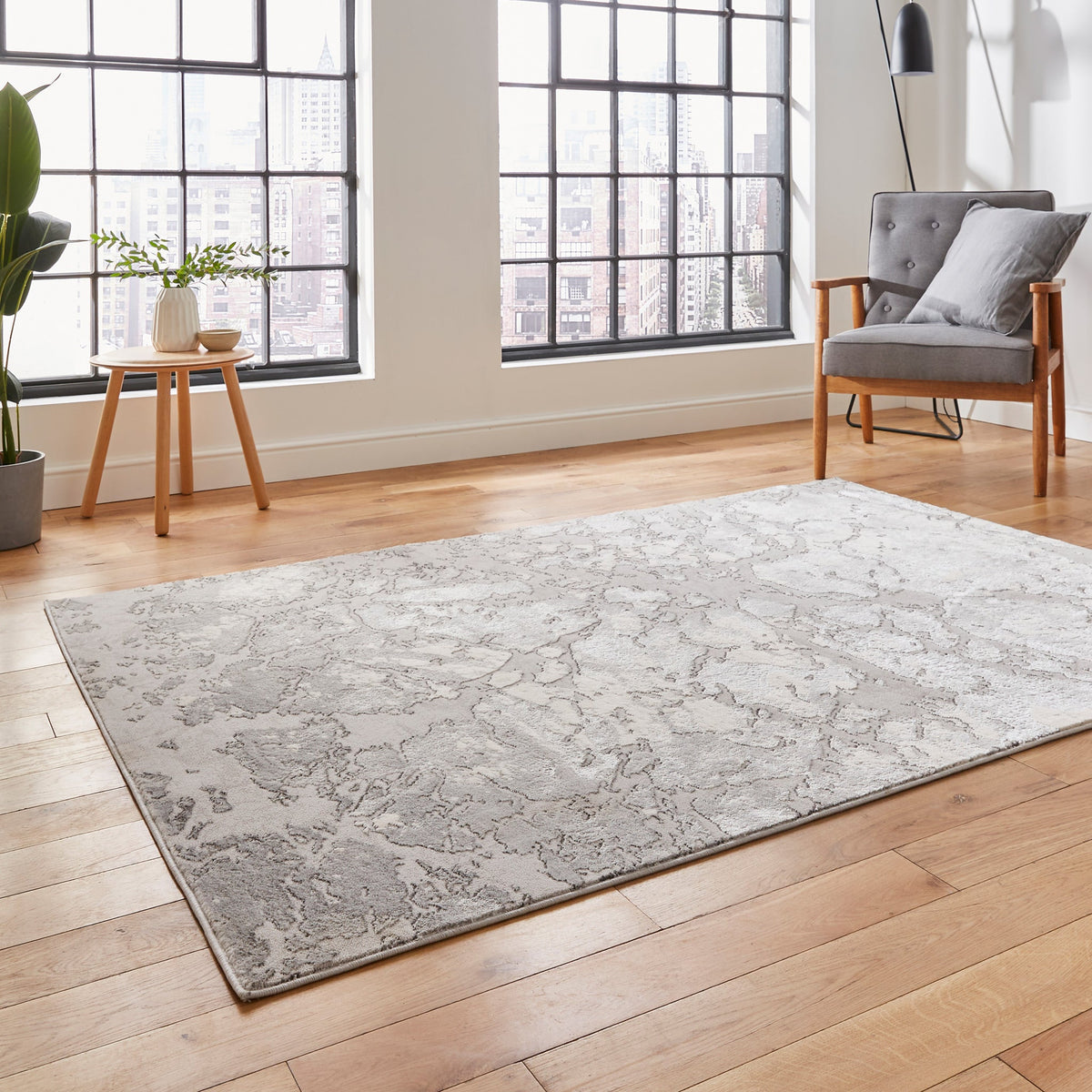 Aldrin Grey Marble Effect Rug