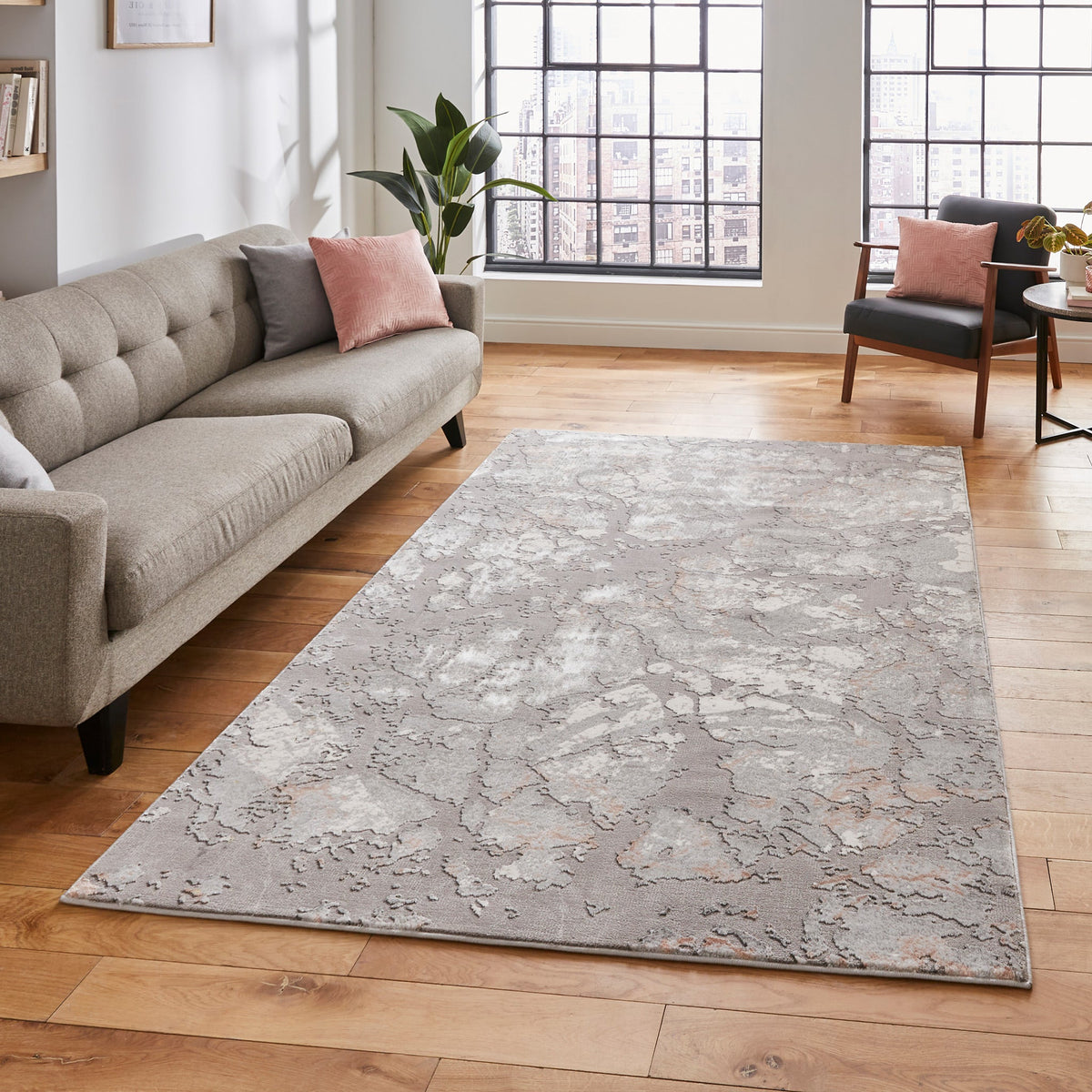 Aldrin Grey Marble Effect Rug