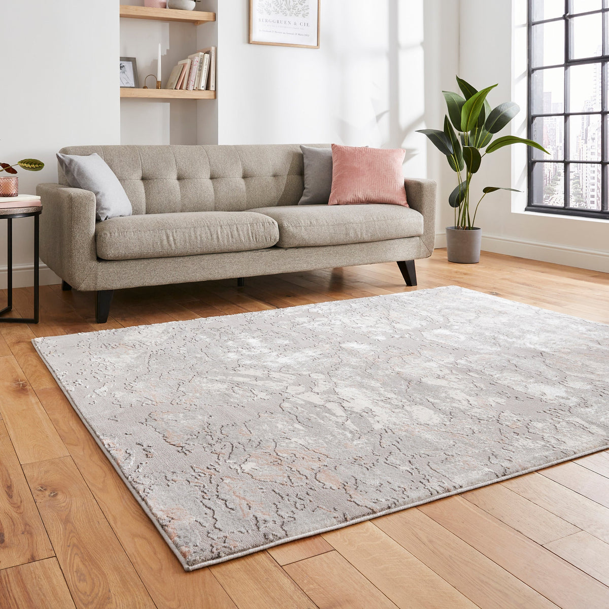 Aldrin Grey Marble Effect Rug