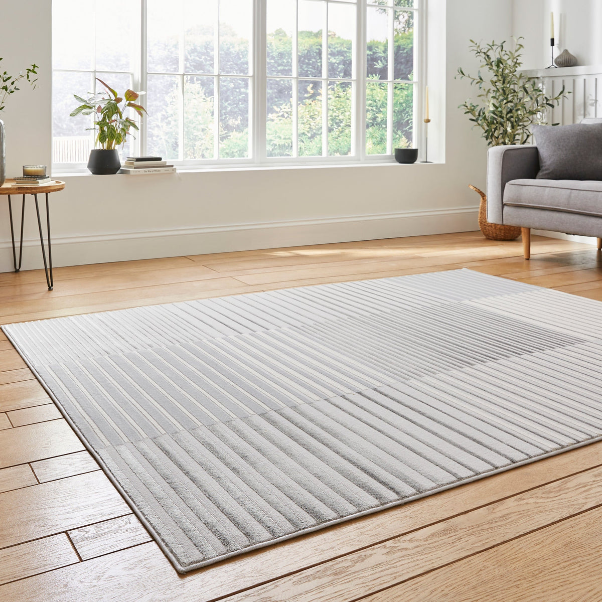 Aldrin Grey Striped Patterned Rug