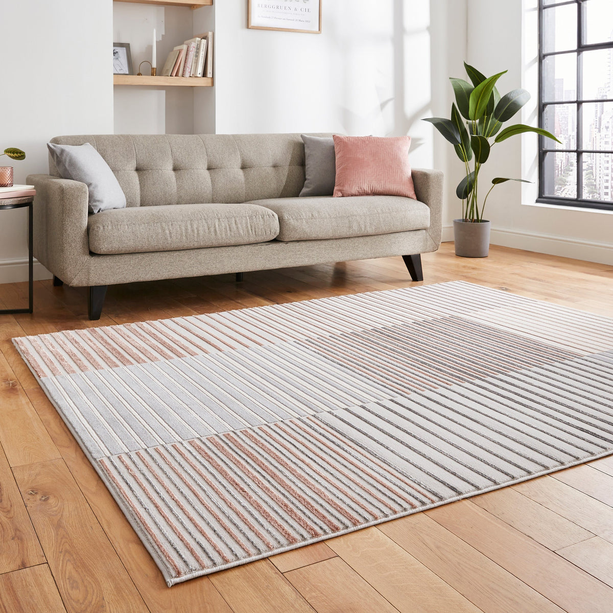 Aldrin Grey Striped Patterned Rug