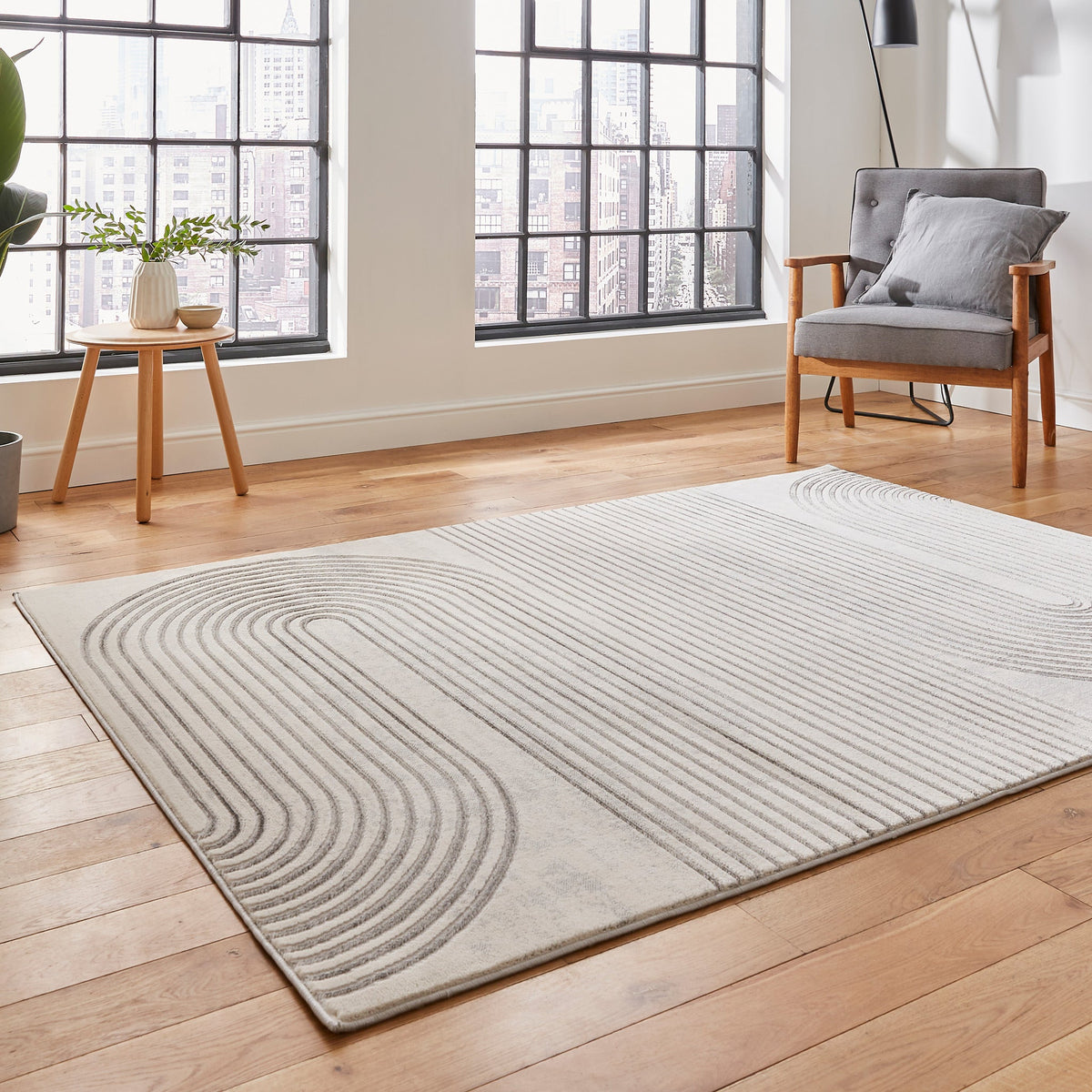 Aldrin Grey Swirl Patterned Rug