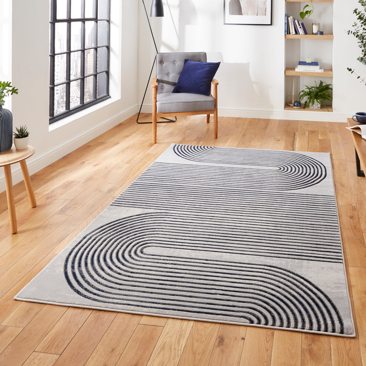 Aldrin Grey Swirl Patterned Rug