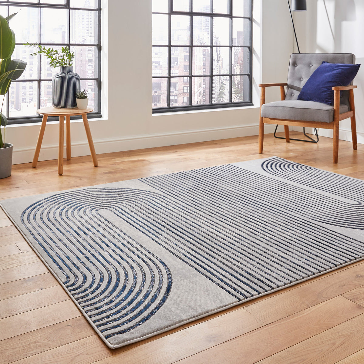 Aldrin Grey Swirl Patterned Rug