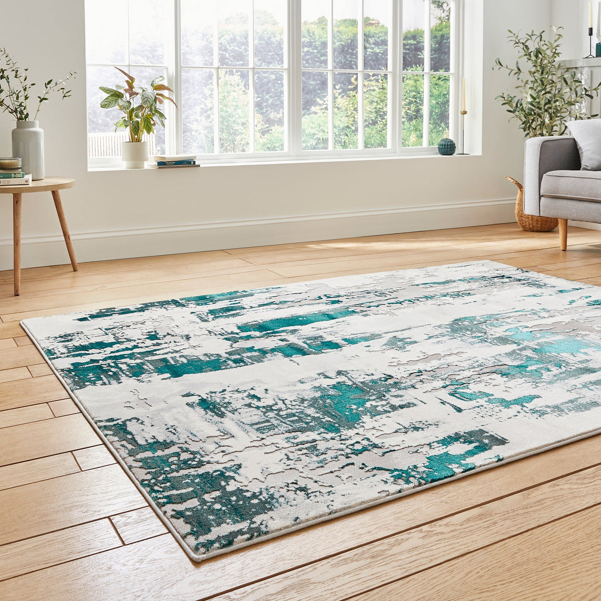 Aldrin Grey Distressed Patterned Rug
