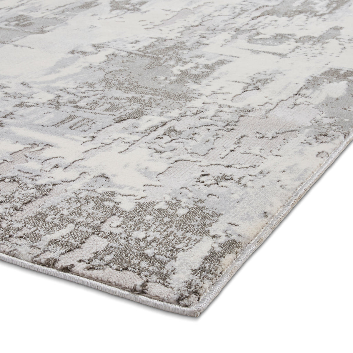 Aldrin Grey Distressed Patterned Rug