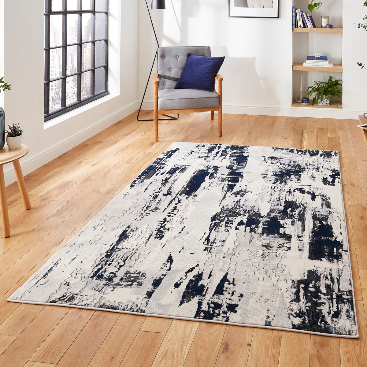 Aldrin Grey Distressed Patterned Rug