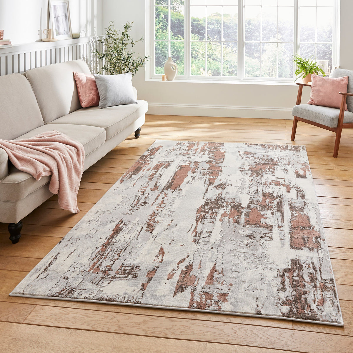 Aldrin Grey Distressed Patterned Rug