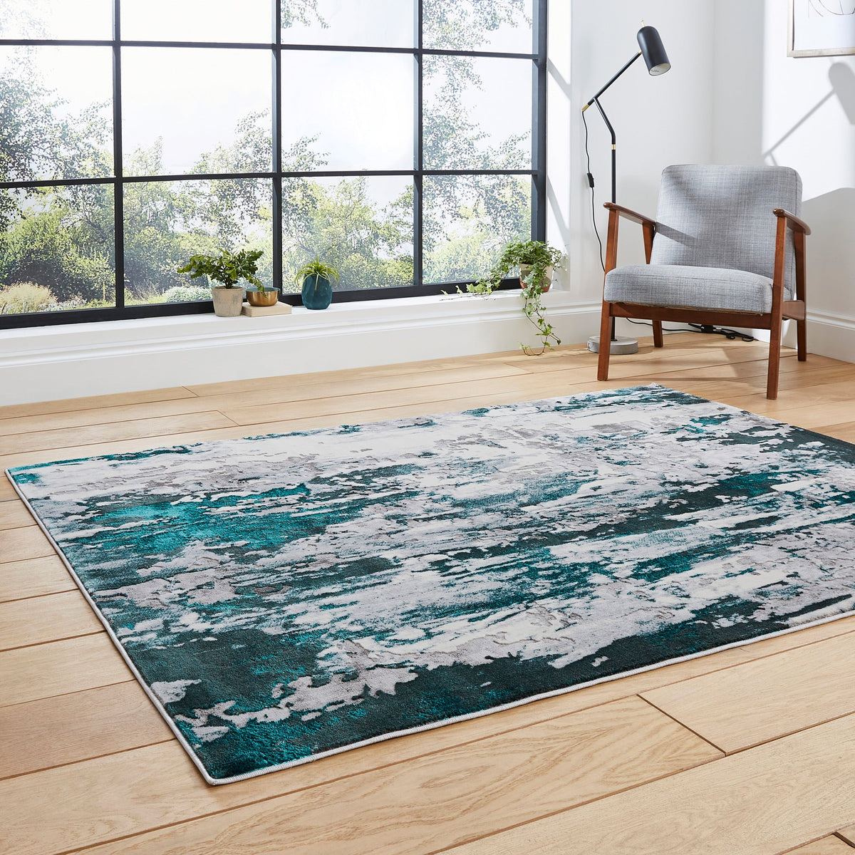 Aldrin Distressed Metallic Effect Rug