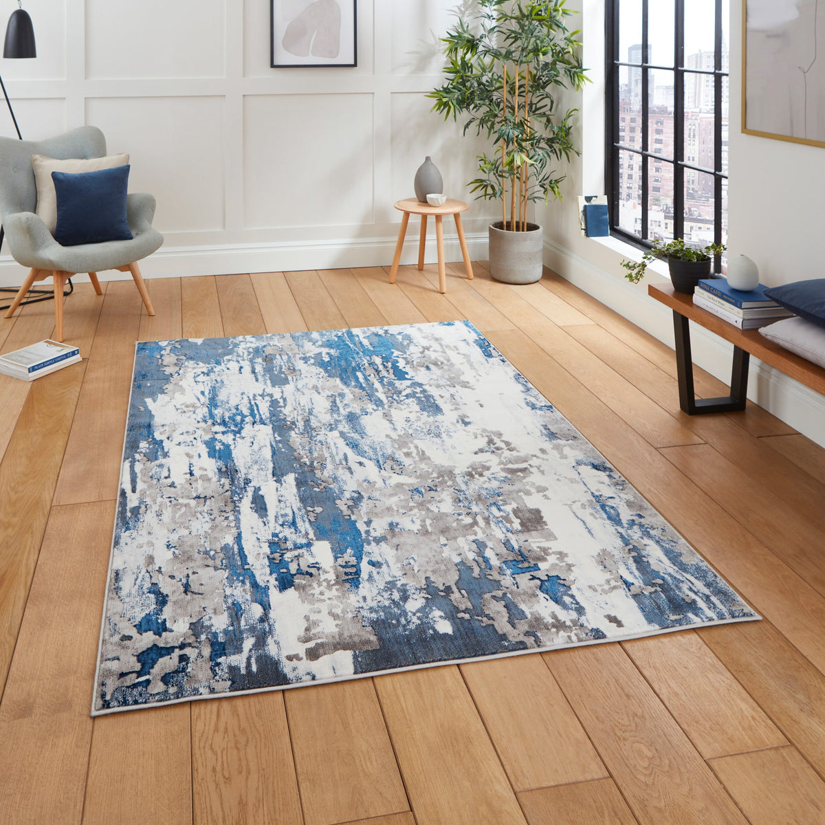 Aldrin Distressed Metallic Effect Rug