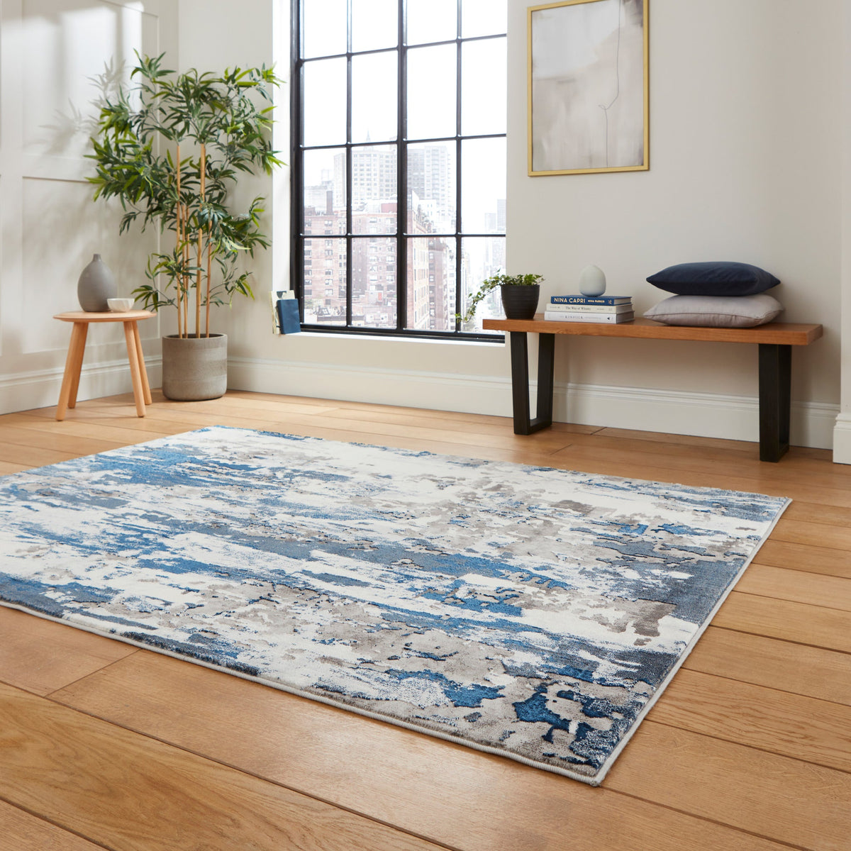 Aldrin Distressed Metallic Effect Rug