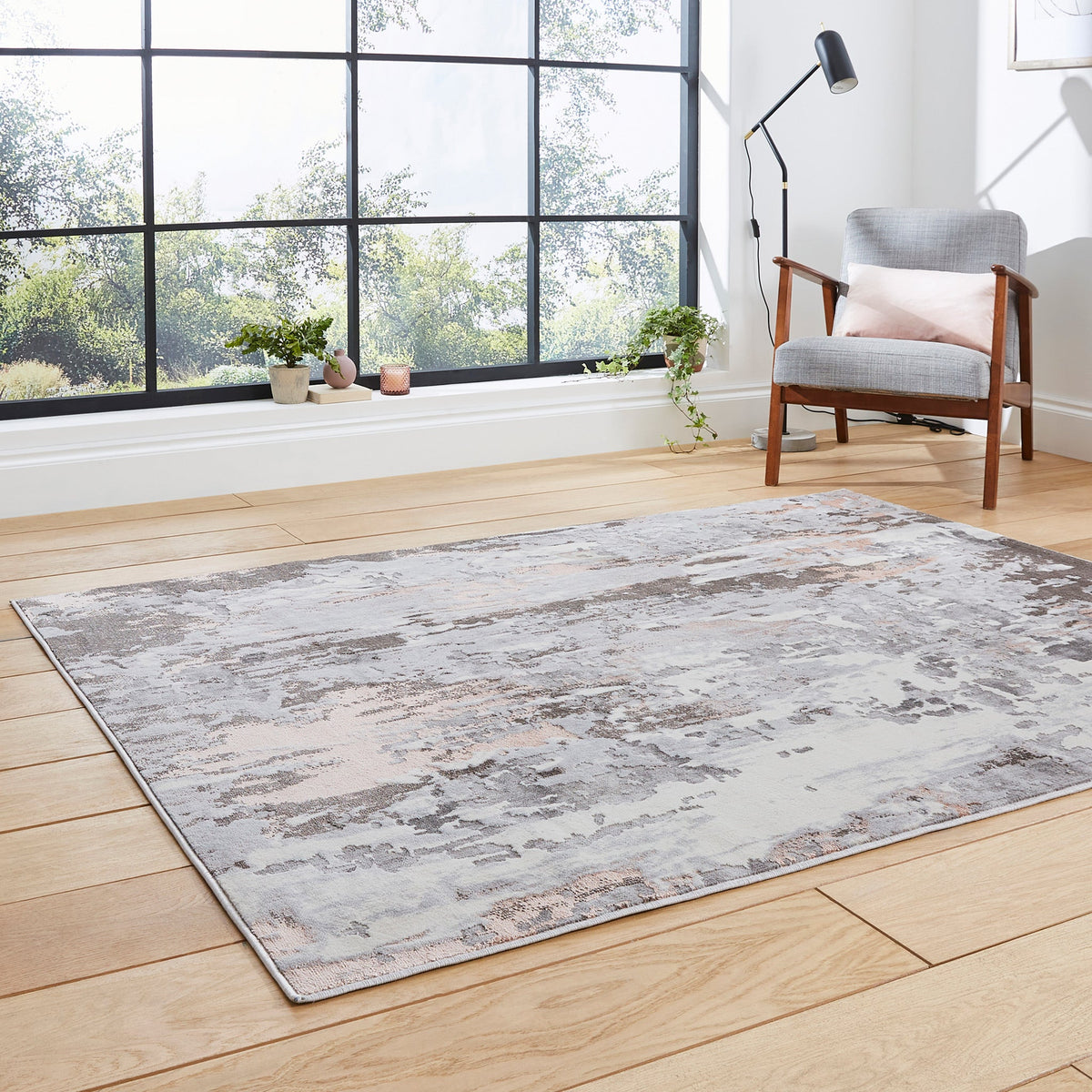 Aldrin Distressed Metallic Effect Rug