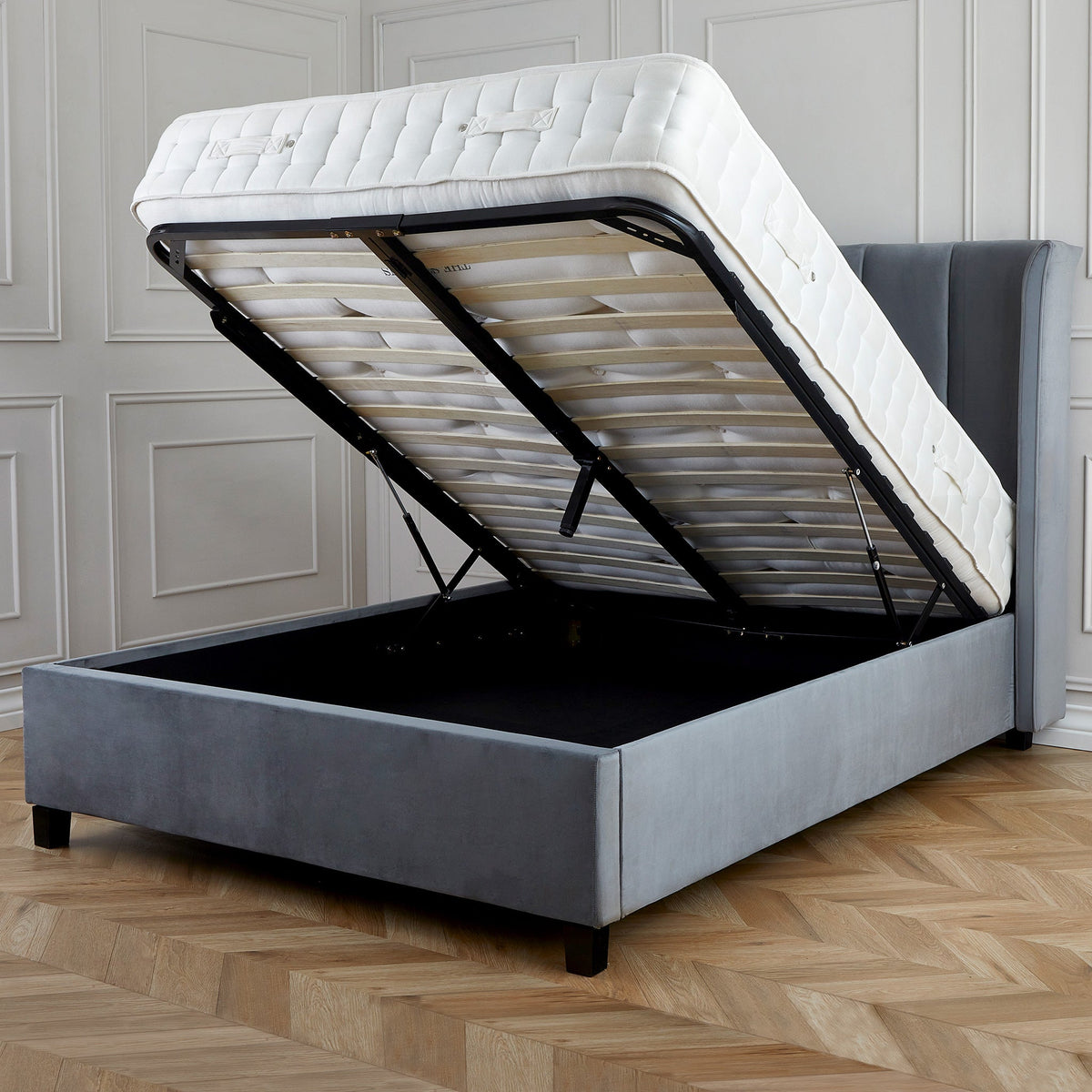 Mia Velvet Ottoman Storage Bed Frame