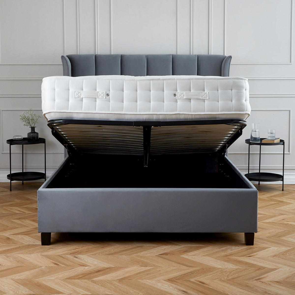 Mia Velvet Ottoman Storage Bed Frame