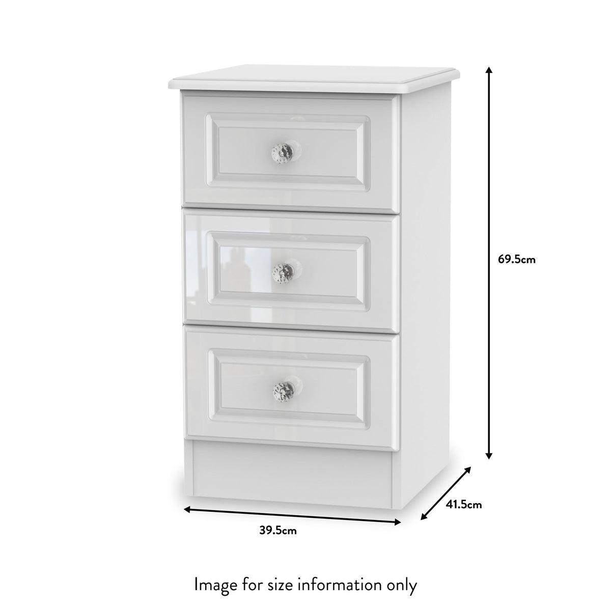 Kinsley White Gloss 3 Drawer Bedside Cabinet