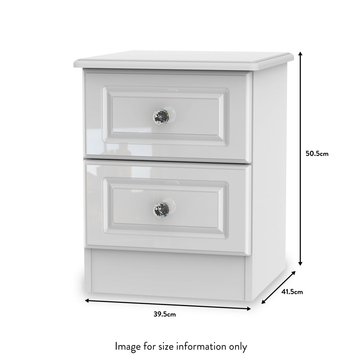 Kinsley White Gloss 2 Drawer Bedside Cabinet