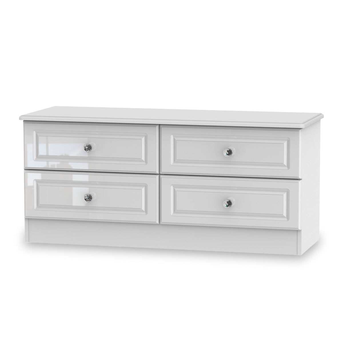 Kinsley White Gloss 4 Drawer Low Storage Unit