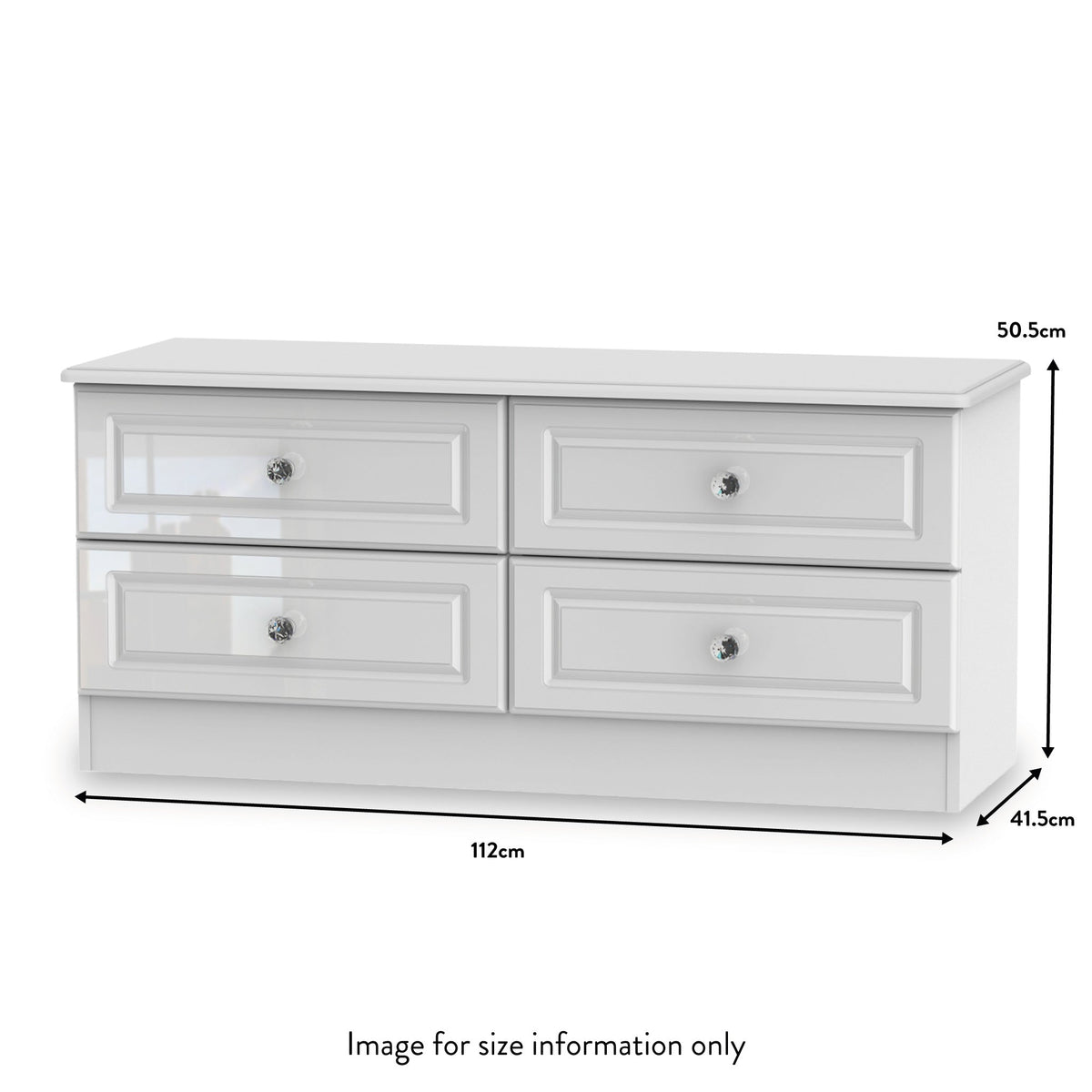 Kinsley White Gloss 4 Drawer Low Storage Unit