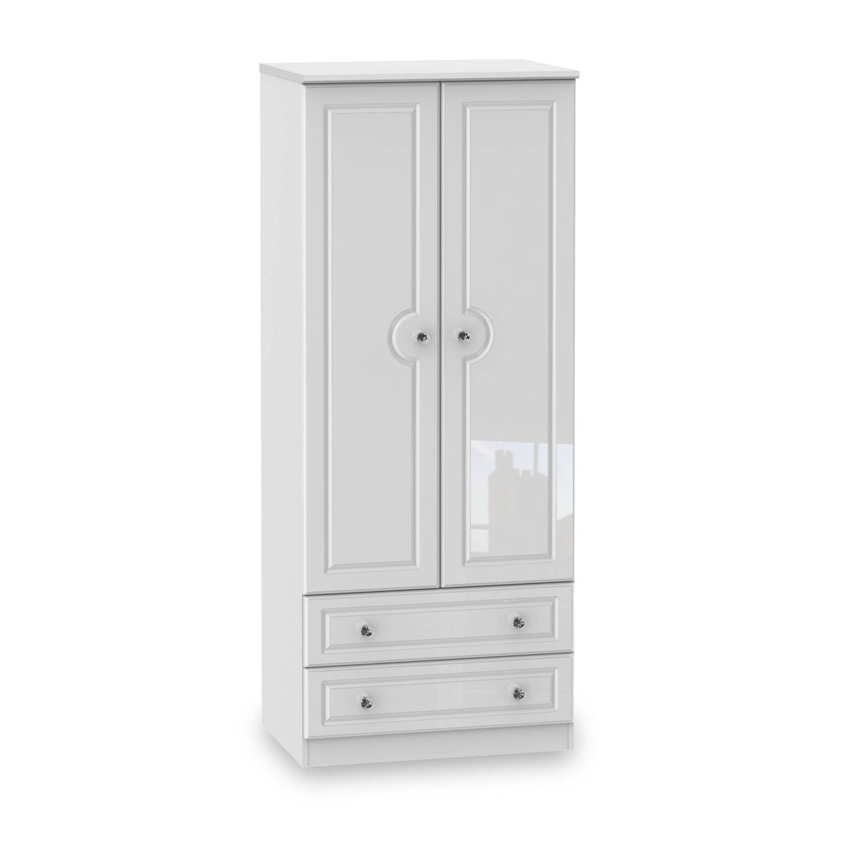 Kinsley White Gloss 2 Door 2 Drawer Wardrobe