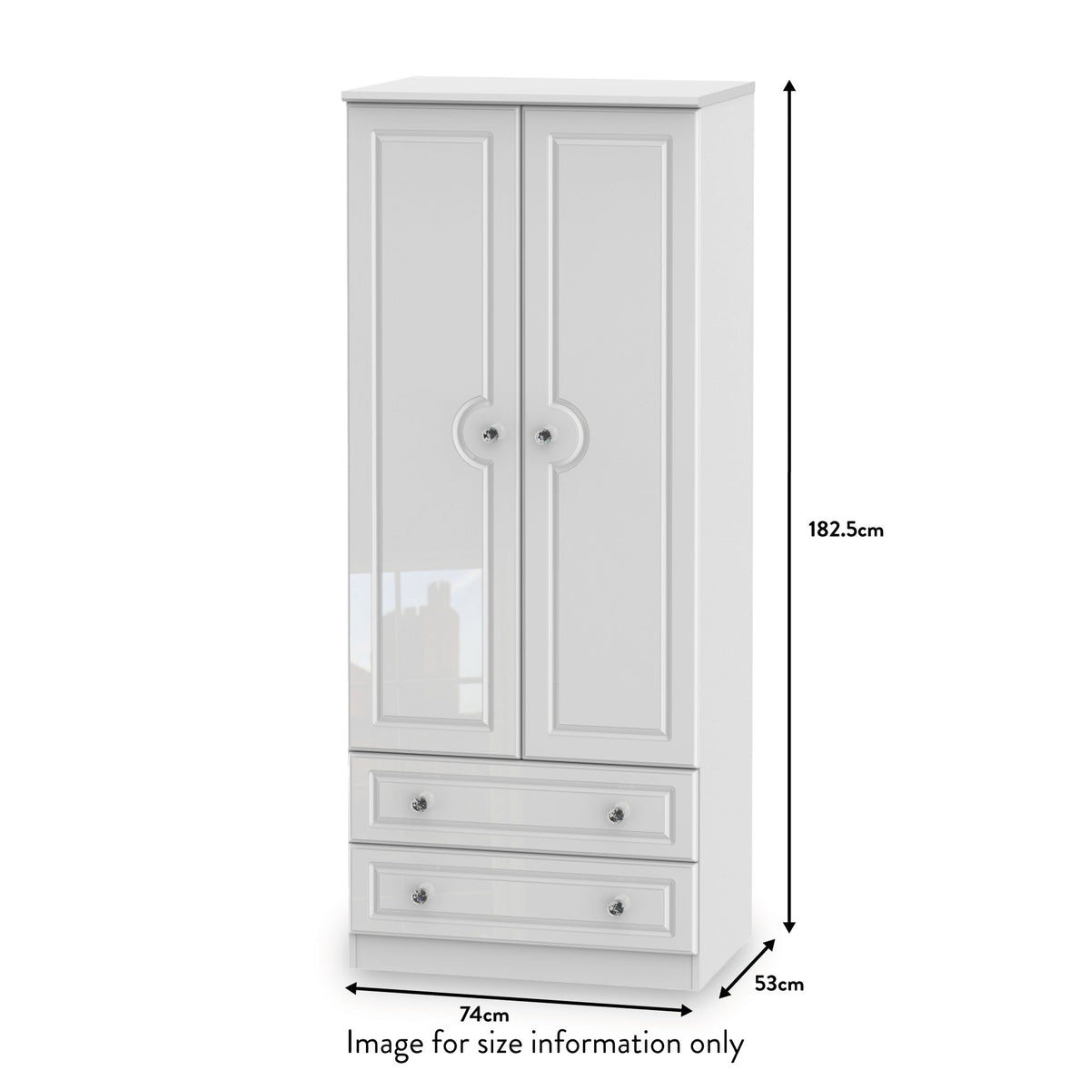 Kinsley White Gloss 2 Door 2 Drawer Wardrobe