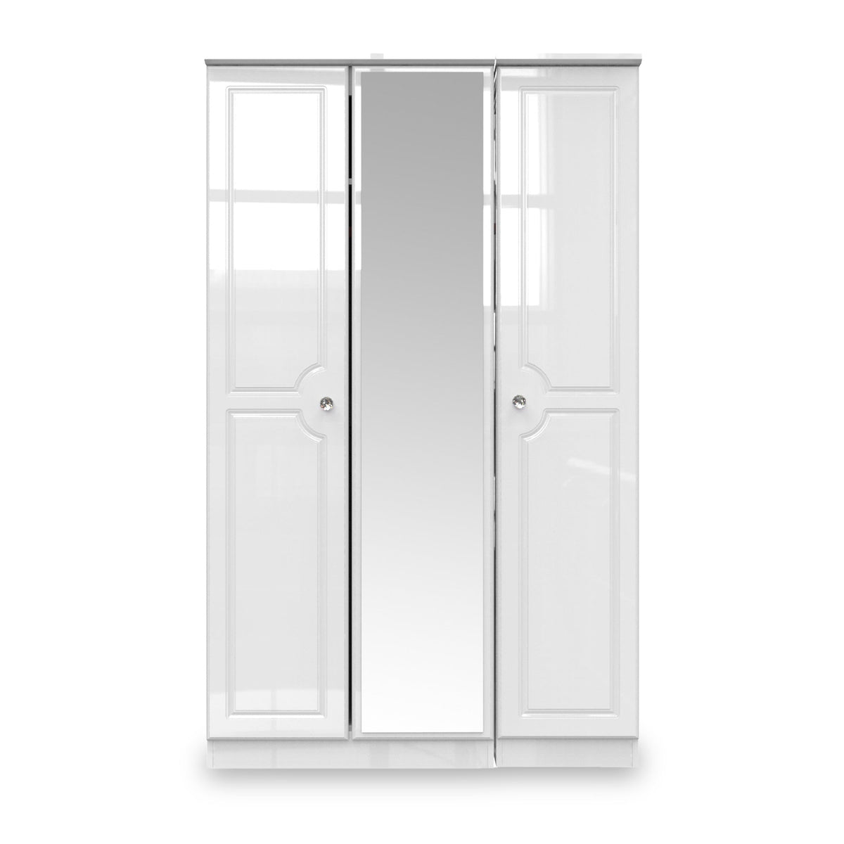 Kinsley White Gloss Triple Wardrobe with Mirror