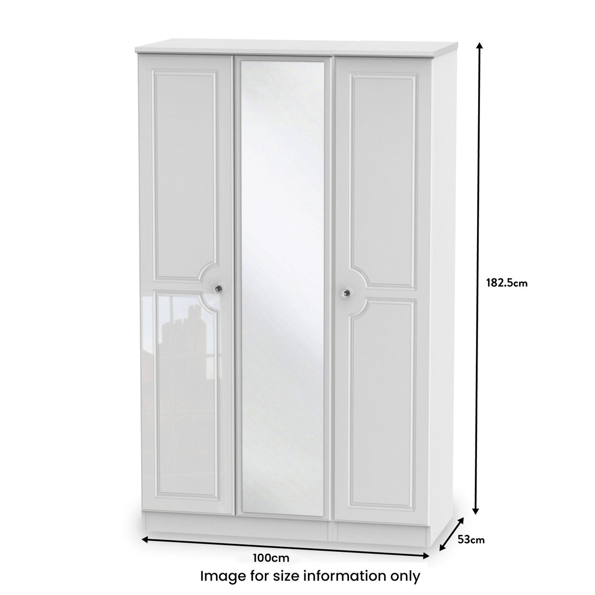 Kinsley White Gloss Triple Wardrobe with Mirror