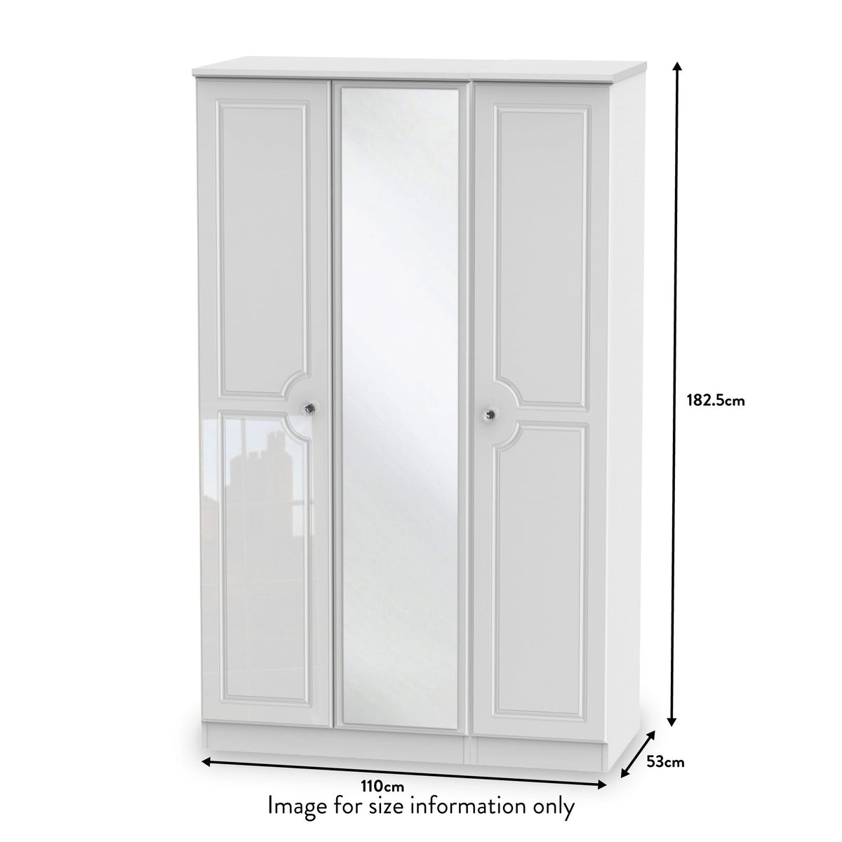 Kinsley White Gloss Triple Wardrobe with Mirror