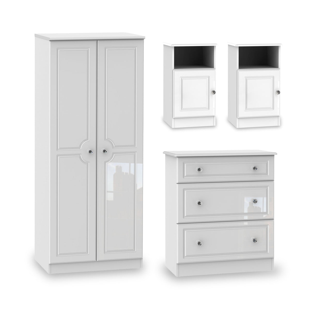 Kinsley White Gloss 4 Piece Bedroom Set