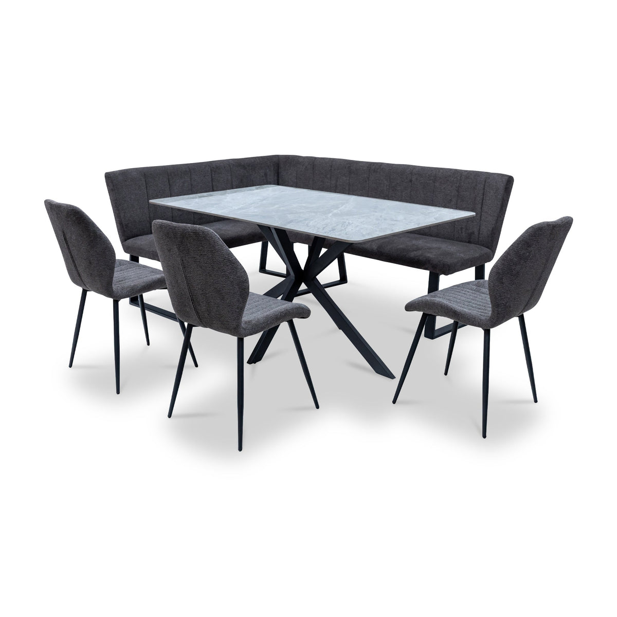 Camber Textured Fabric Corner Dining Bench
